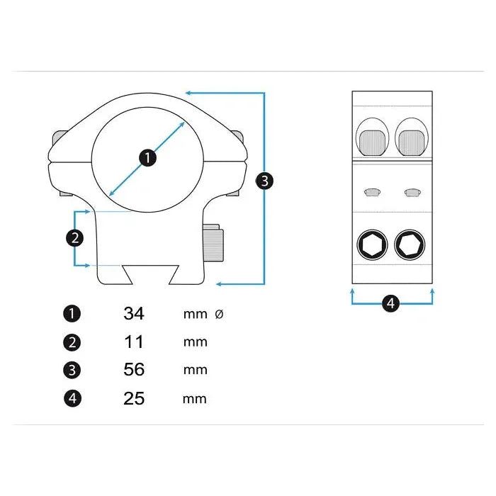 Wheeler Montage 34mm Medium Picatinny Mounts