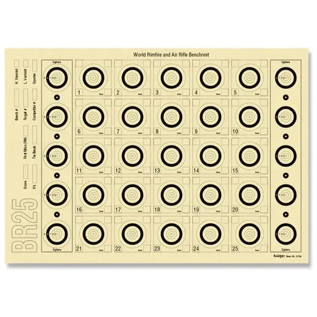 Kruger Benchrest Targets BR25 5134 x 100 42x27.9cm