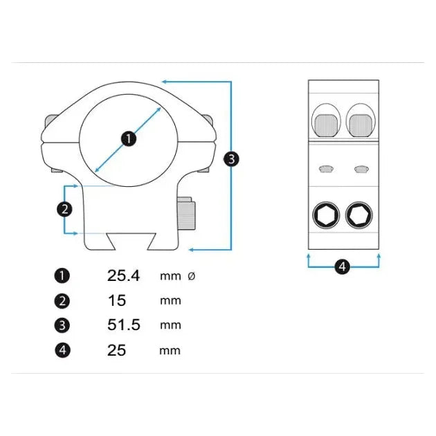 Wheeler Montage 25.4mm High Picatinny Mounts