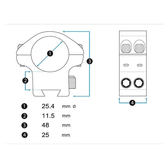 Wheeler Montage 25.4mm Medium Picatinny Mounts